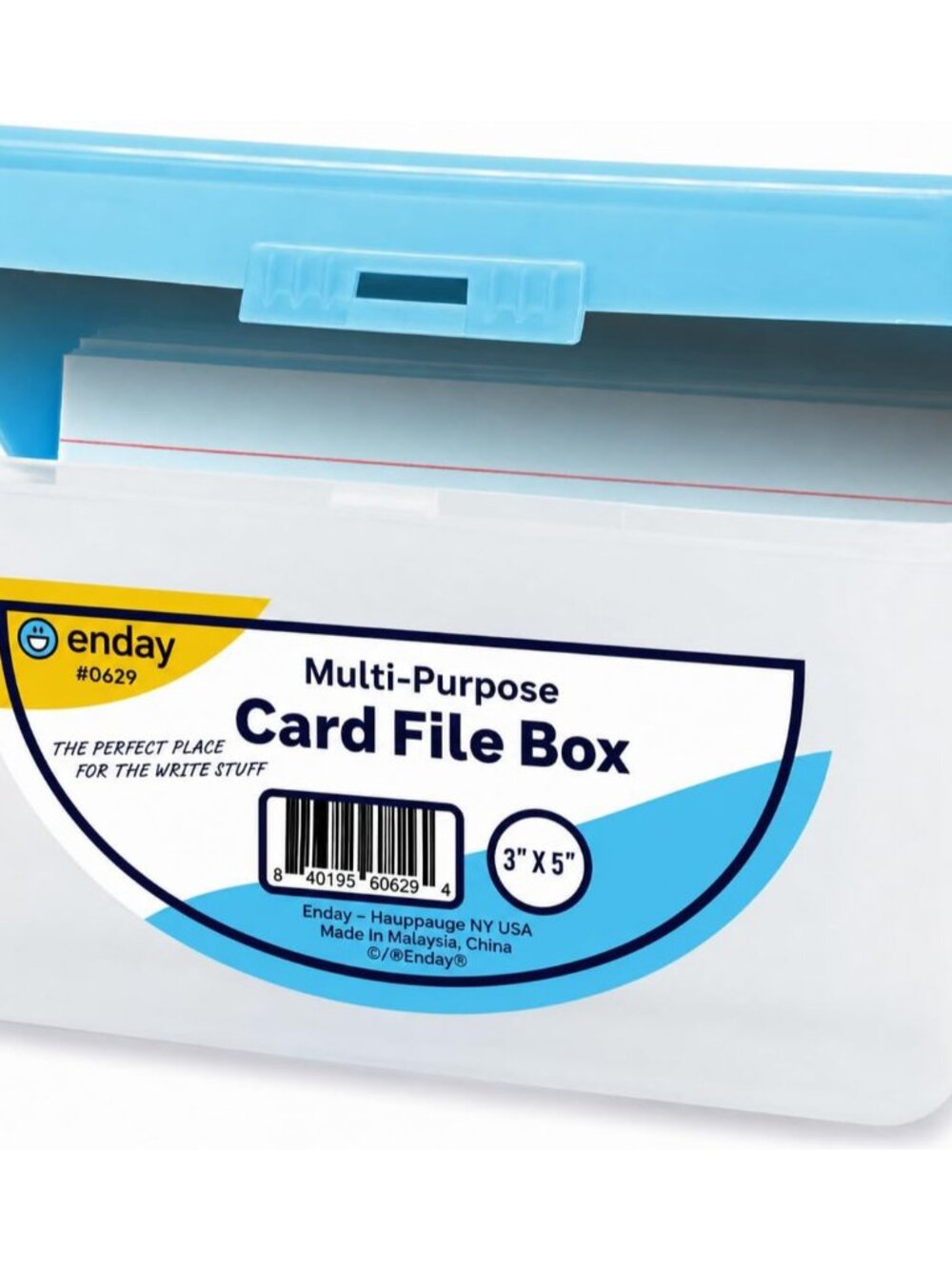 Index Card Box Blue 3x5 Index Card Holder, Index Card Organizer, Flash Card Hold